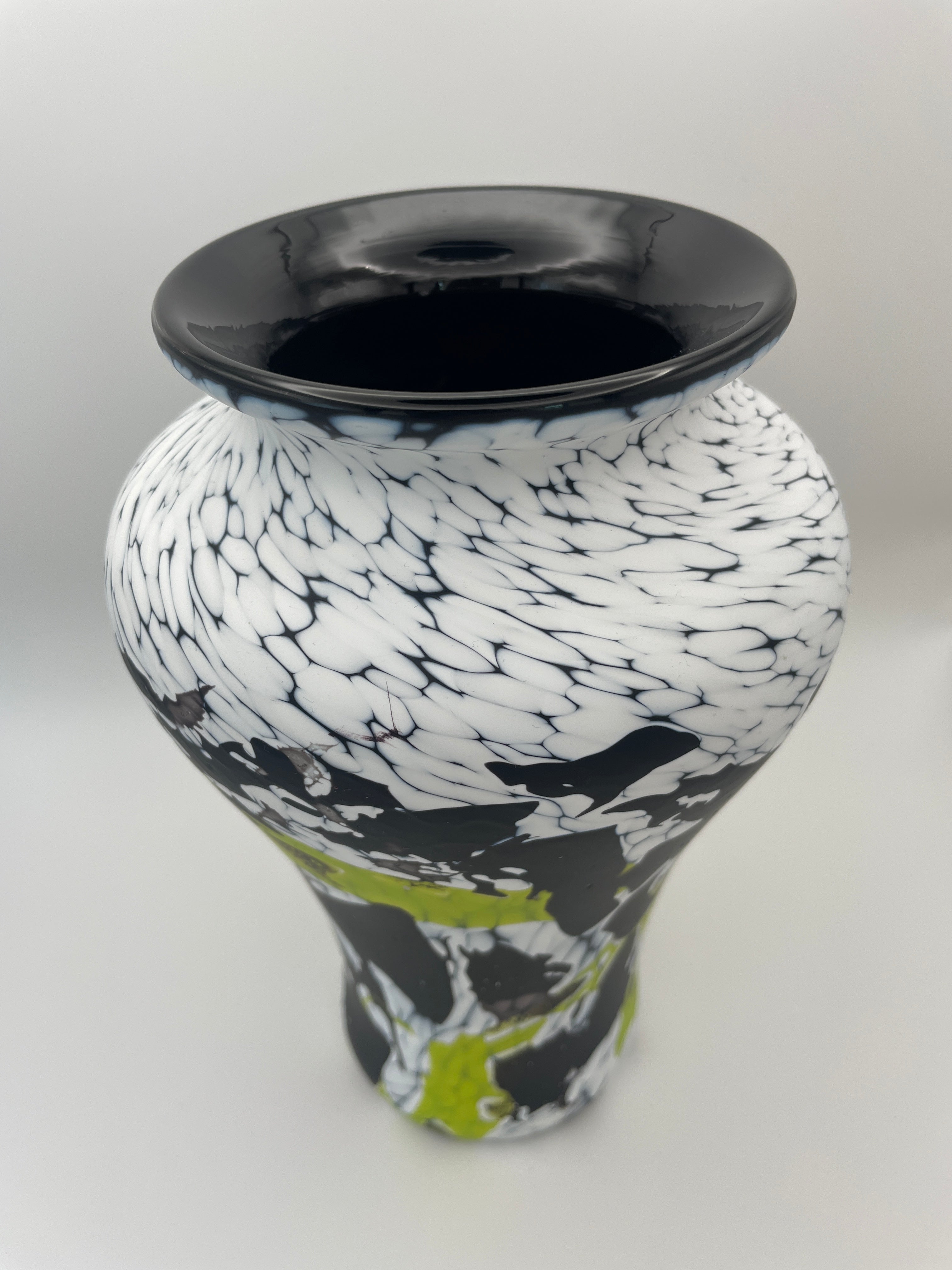 White, Black and Green Vase