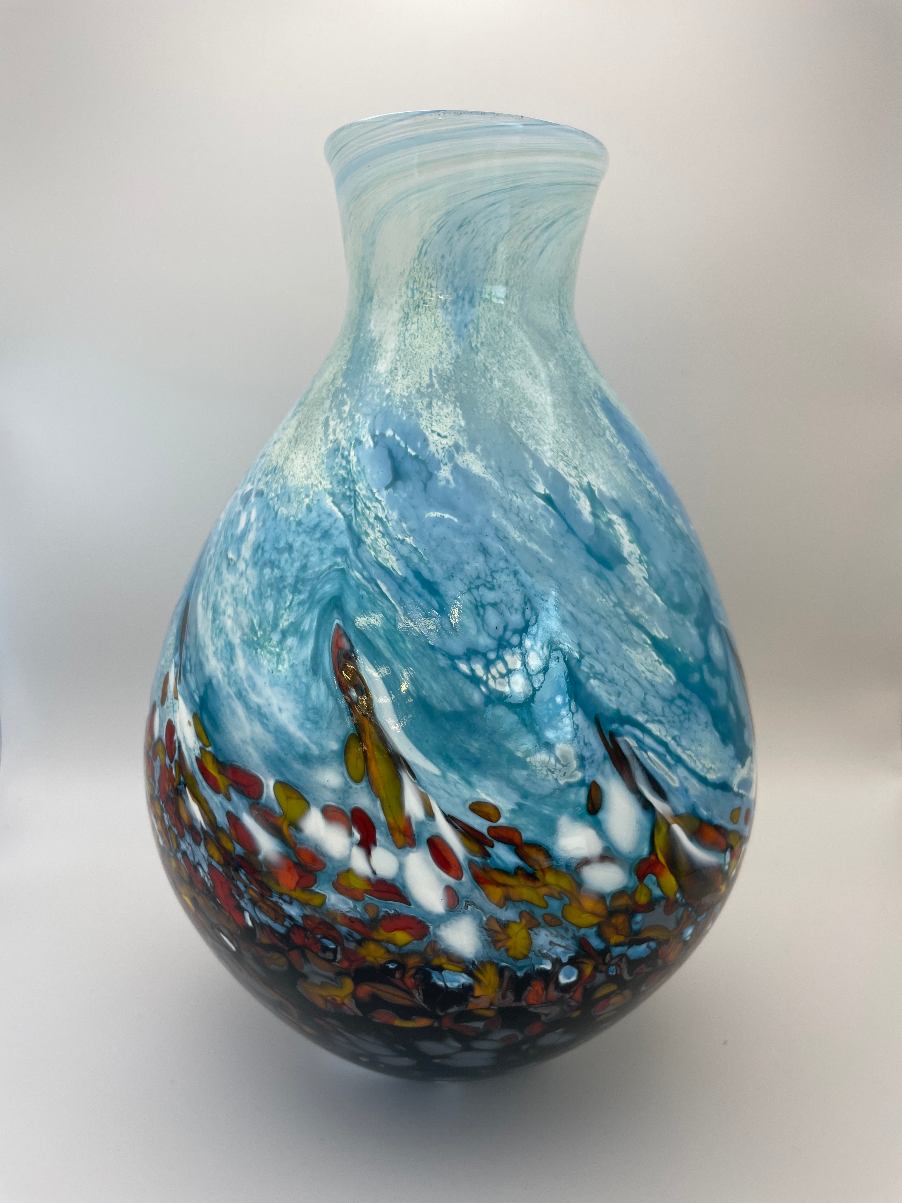 Blue landscape vase multi colour base