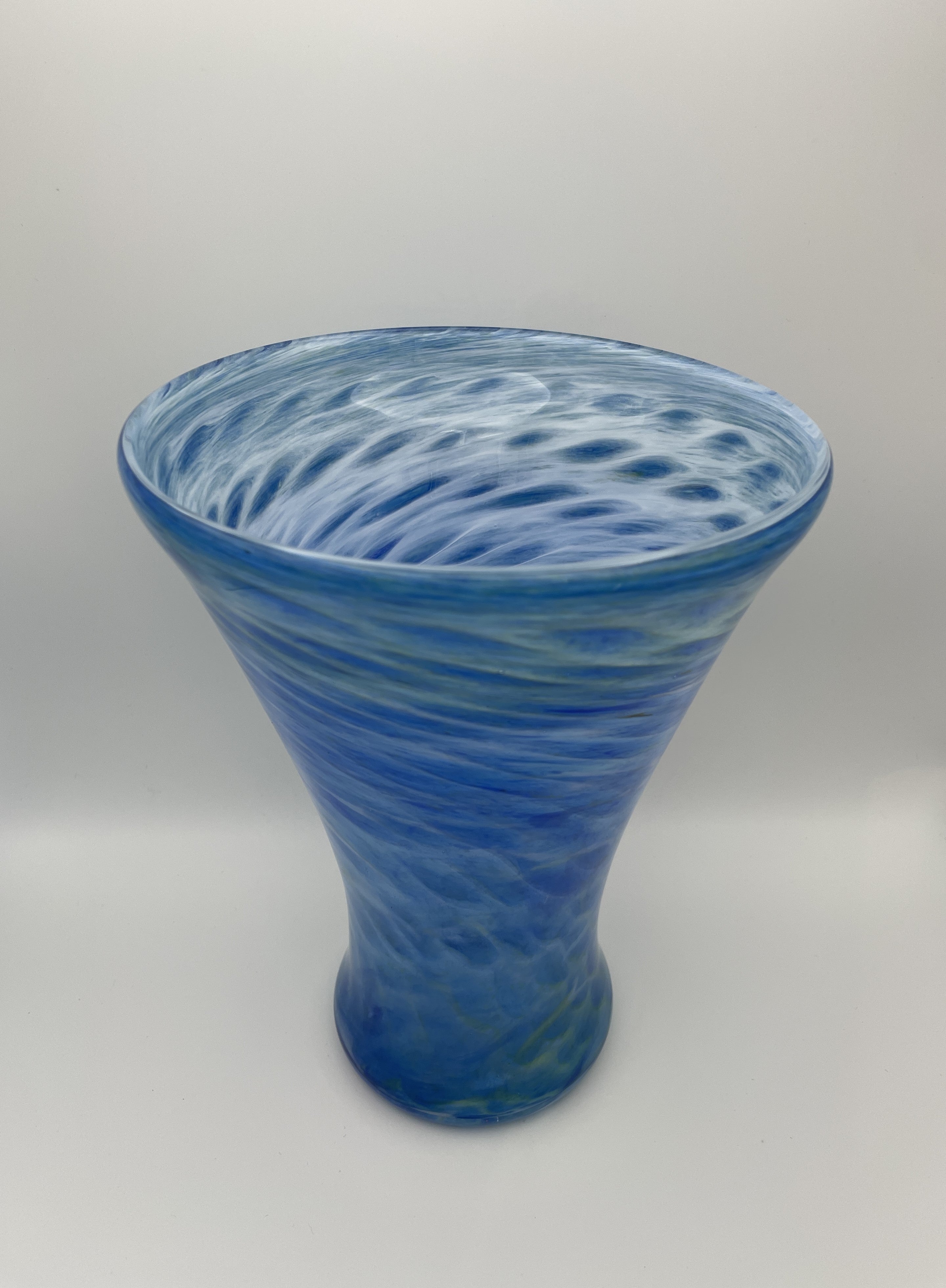 Blue, white with a tinge of green vase