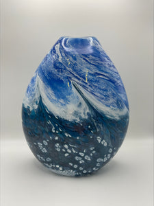 Blue, White and Teal  Landscape Vase