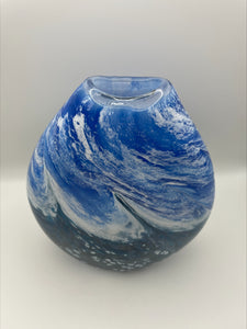 Blue, White and Teal  Landscape Vase