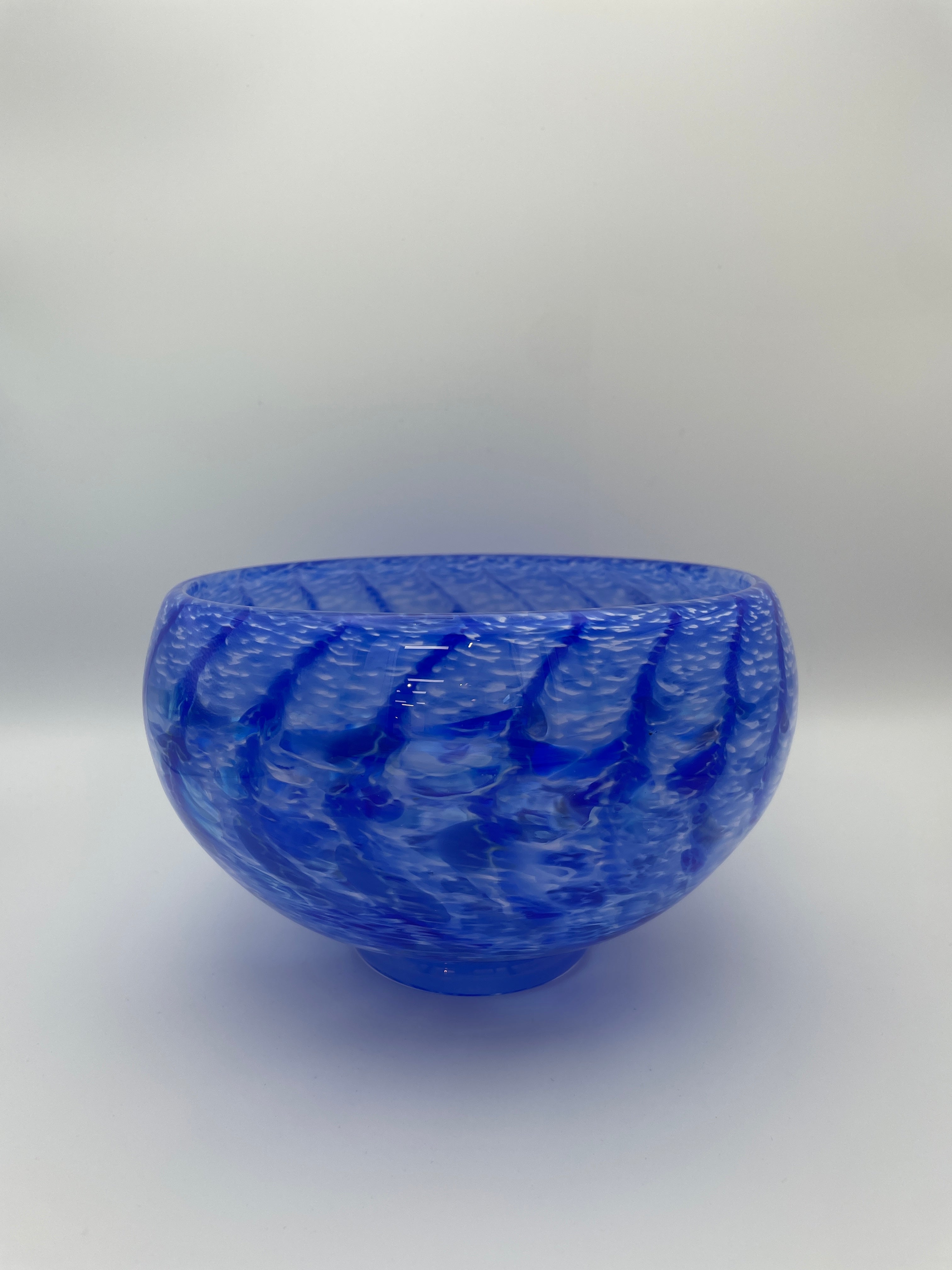 Clear bowl with blue and white detail