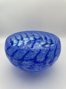 Clear bowl with blue and white detail