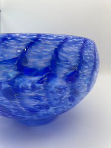 Clear bowl with blue and white detail