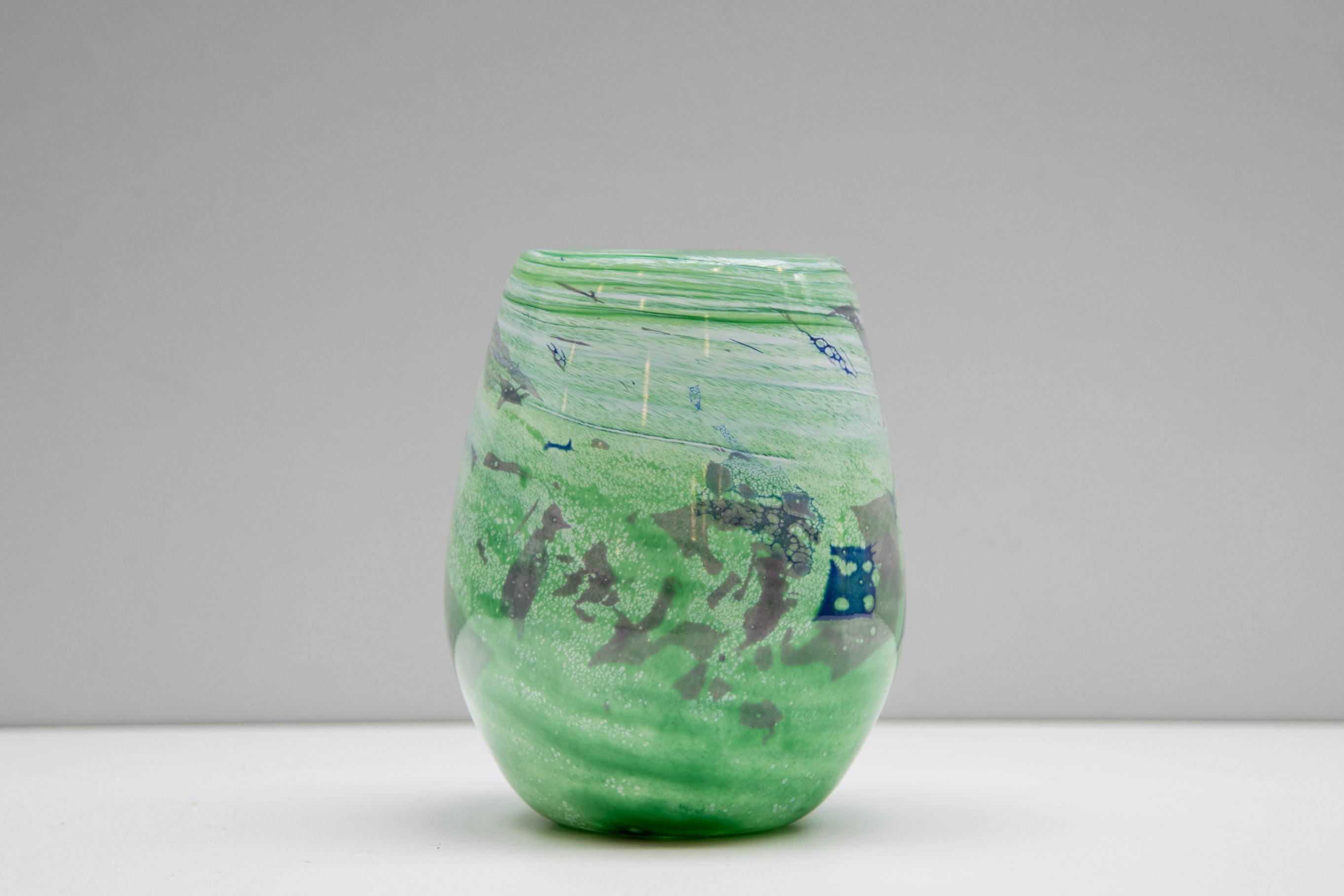 Green Vase with Blue Details