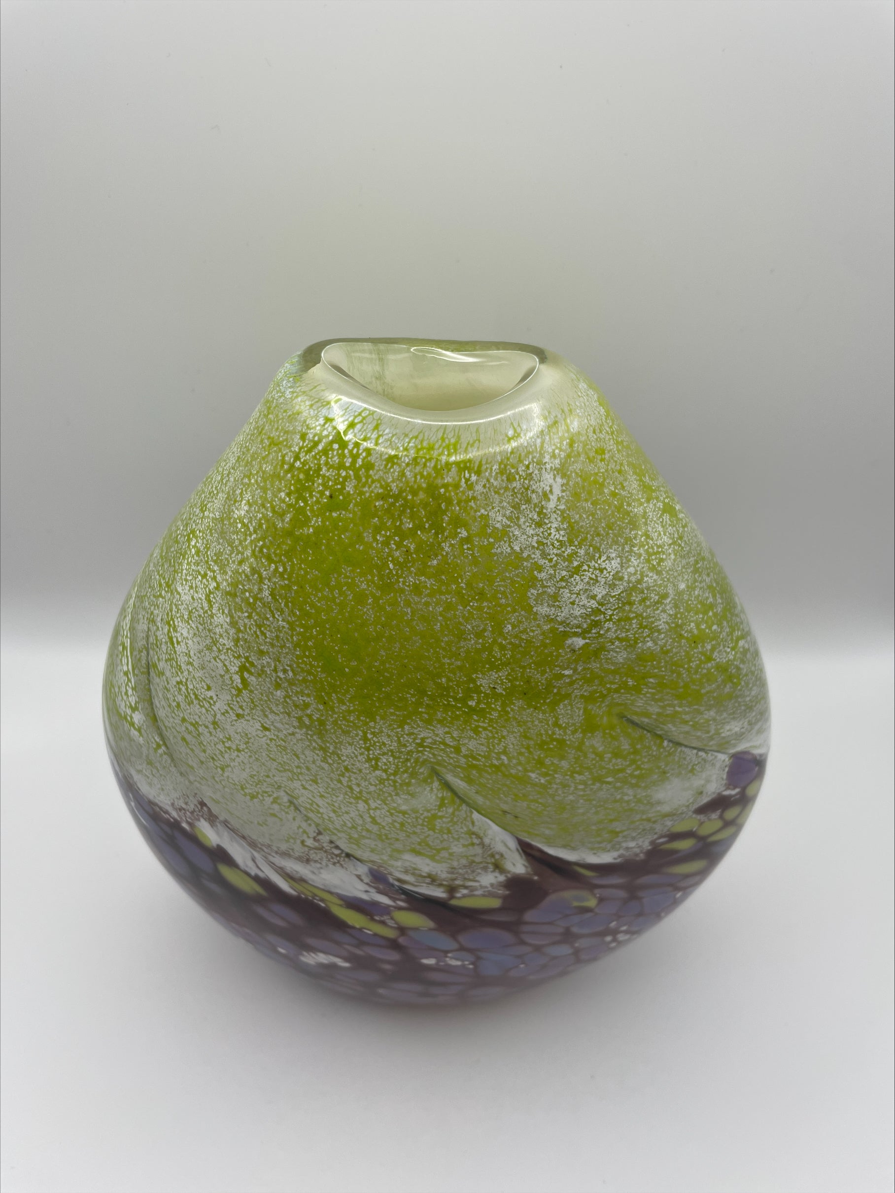 Plum, Green and White Landscape Vase