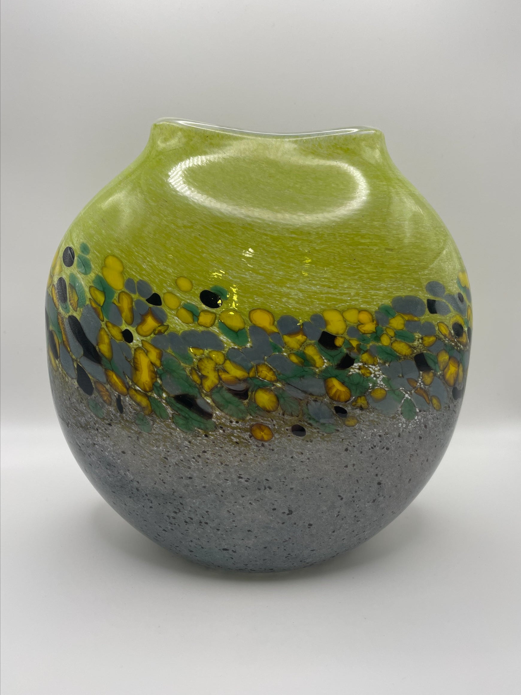 Green, Grey and Yellow  Landscape Vase