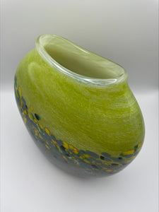 Green, Grey and Yellow  Landscape Vase