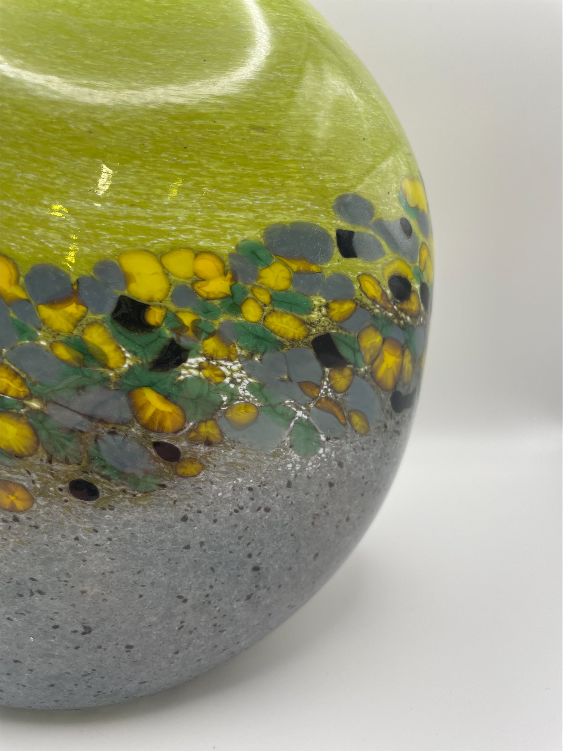 Green, Grey and Yellow  Landscape Vase