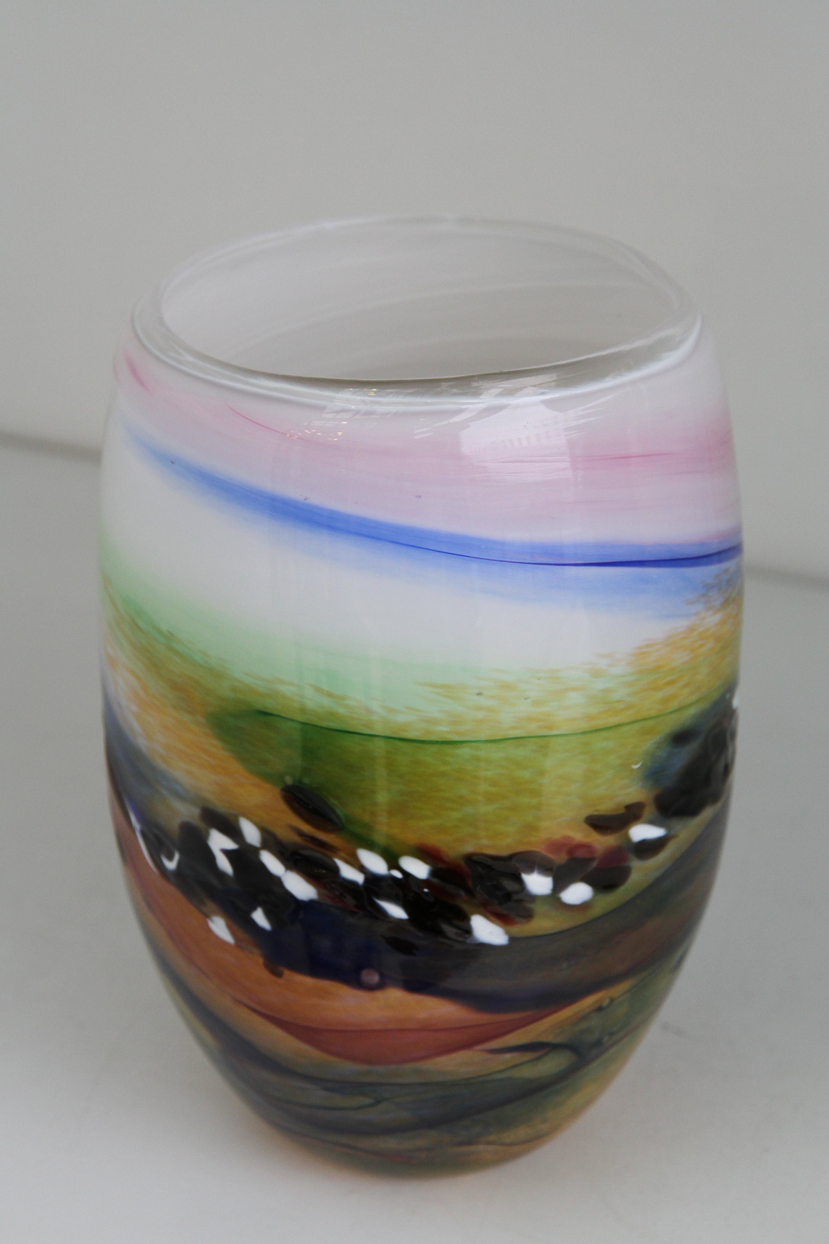 Multi Coloured Purple, Yellow and White Vase