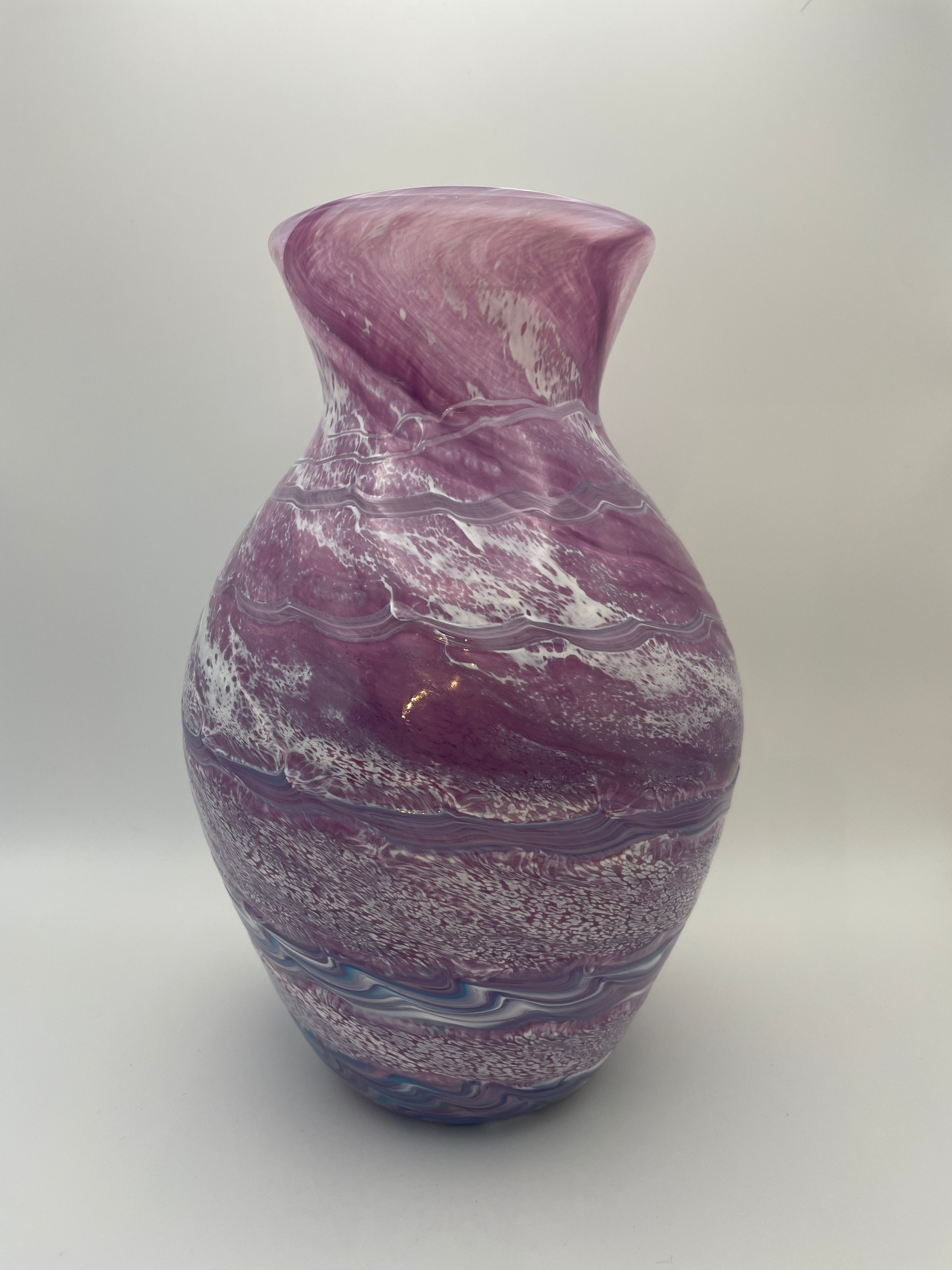 Pink white spiral vase