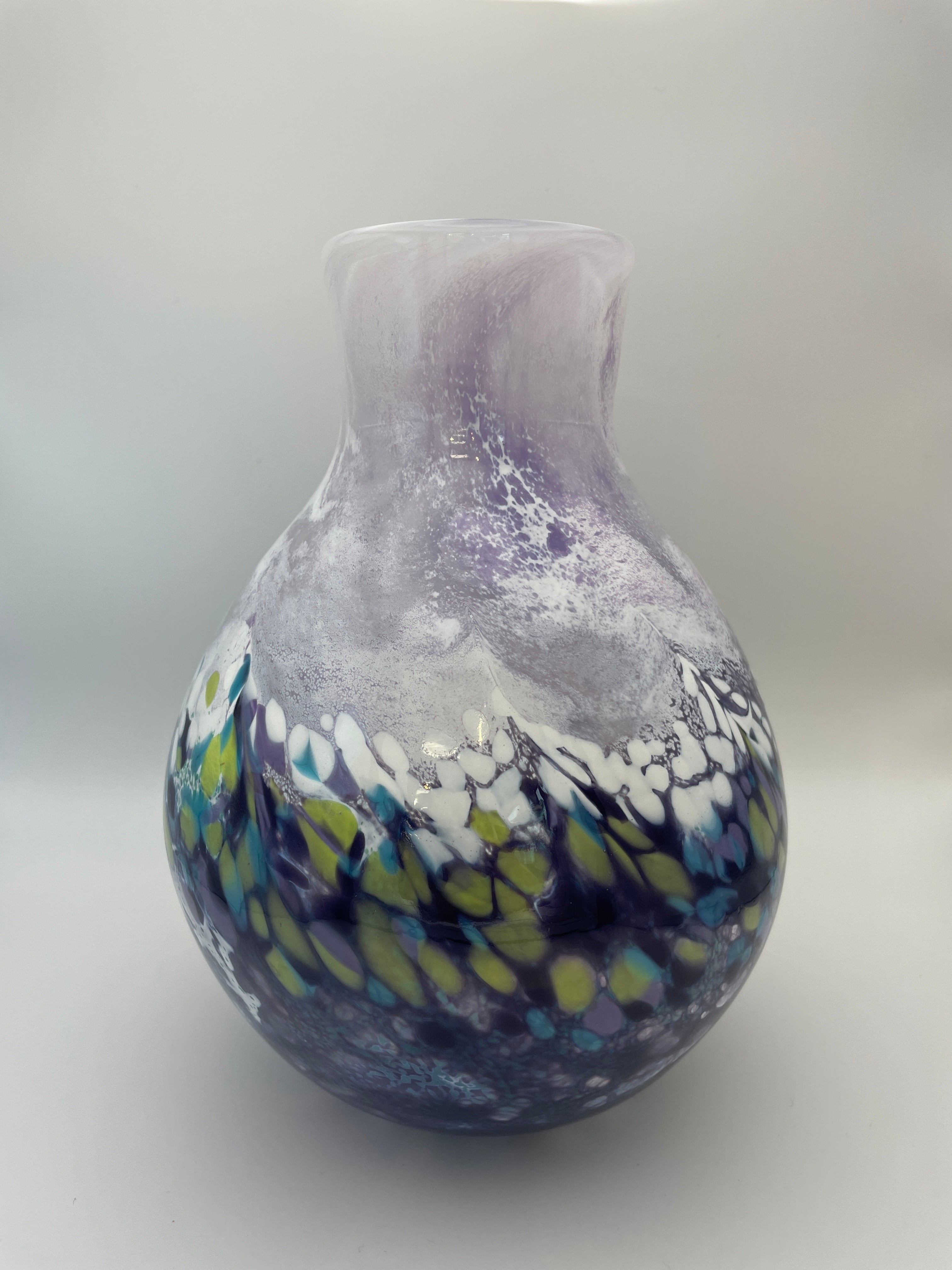 Purple White and Lime Green Vase