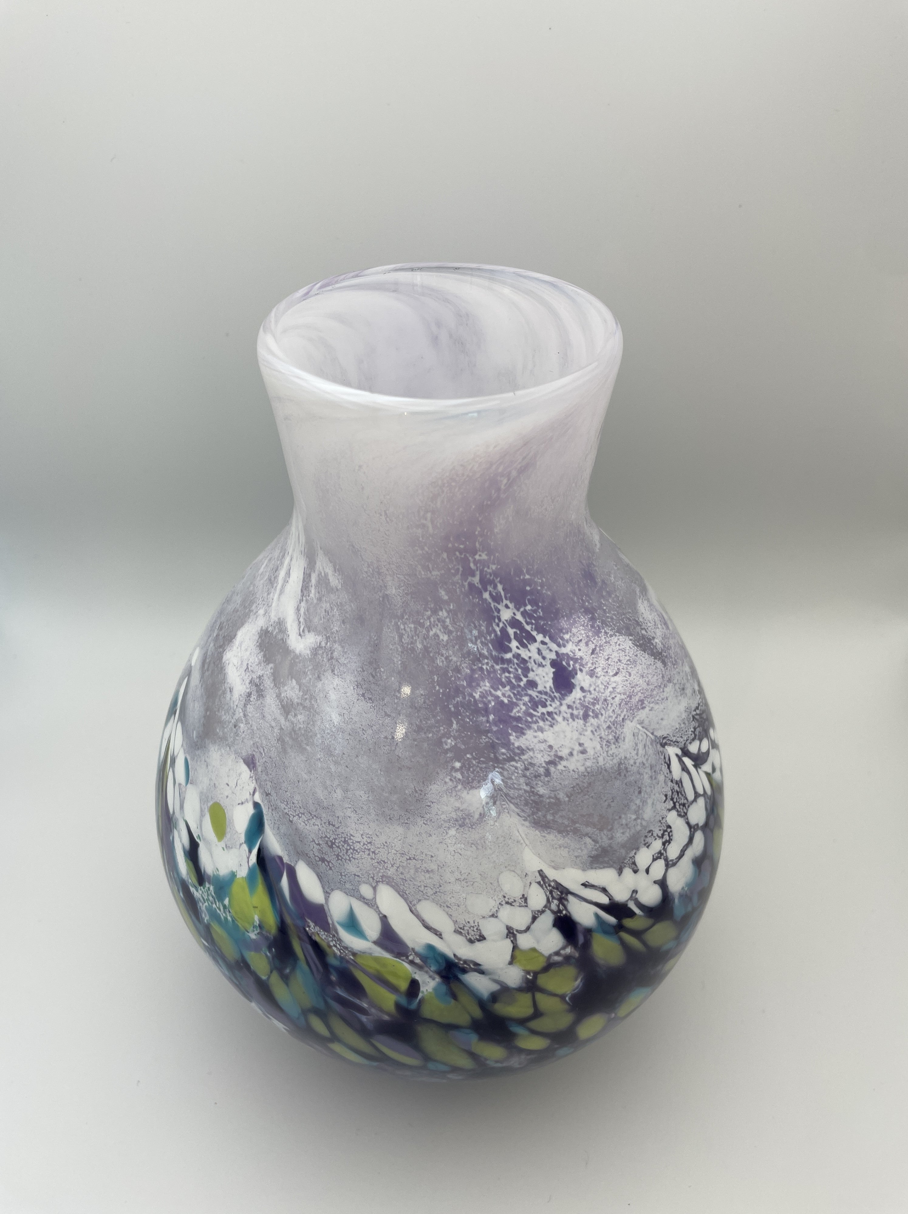 Purple White and Lime Green Vase