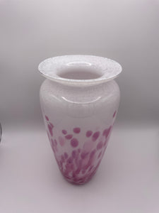 White vase with pink dots