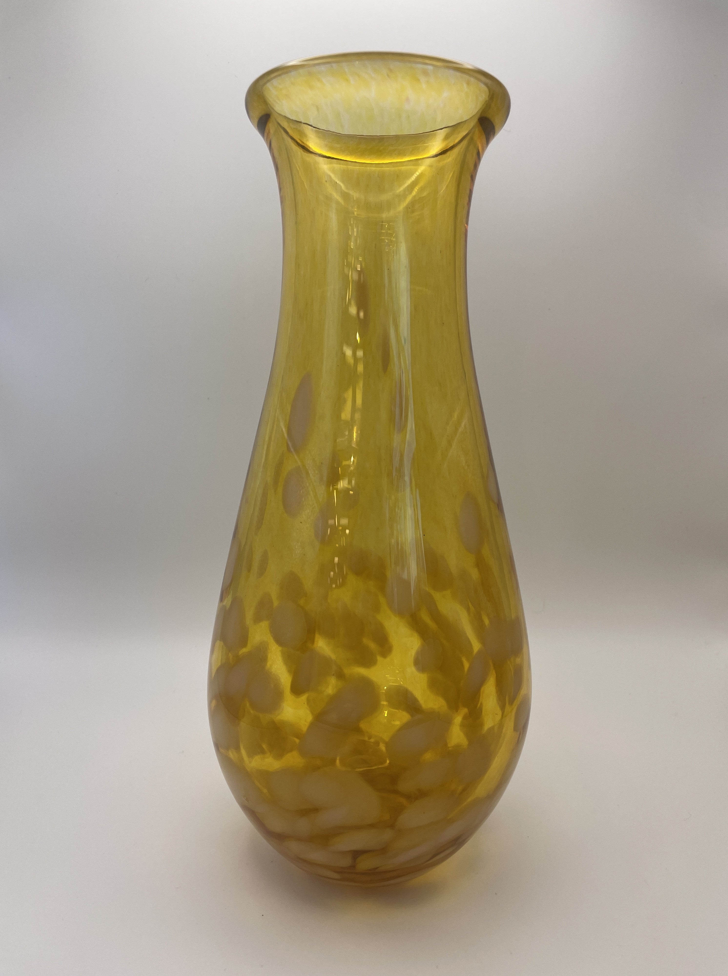 Yellow blended and white dots vase