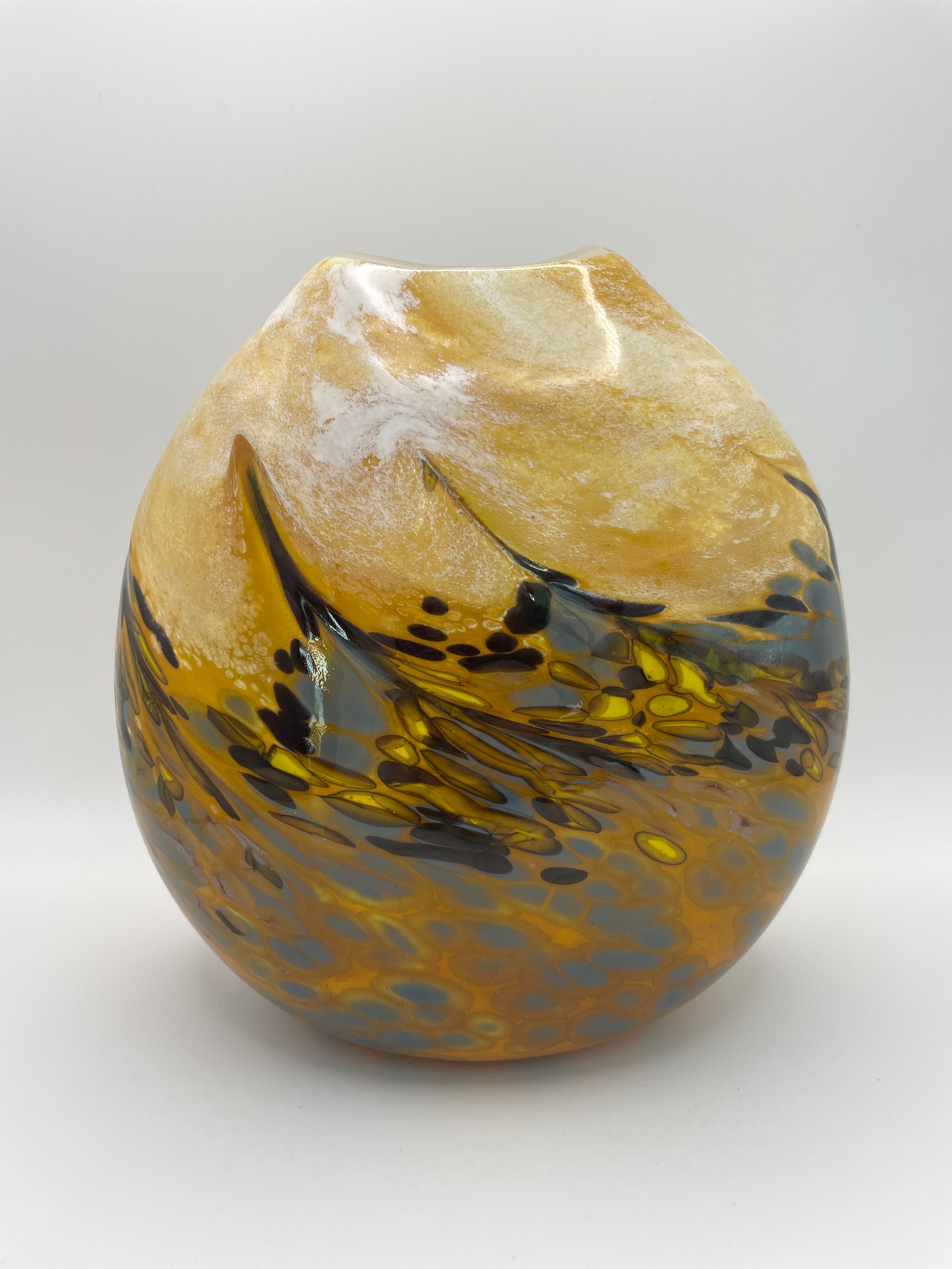 Yellow, Grey & Black Landscape Vase