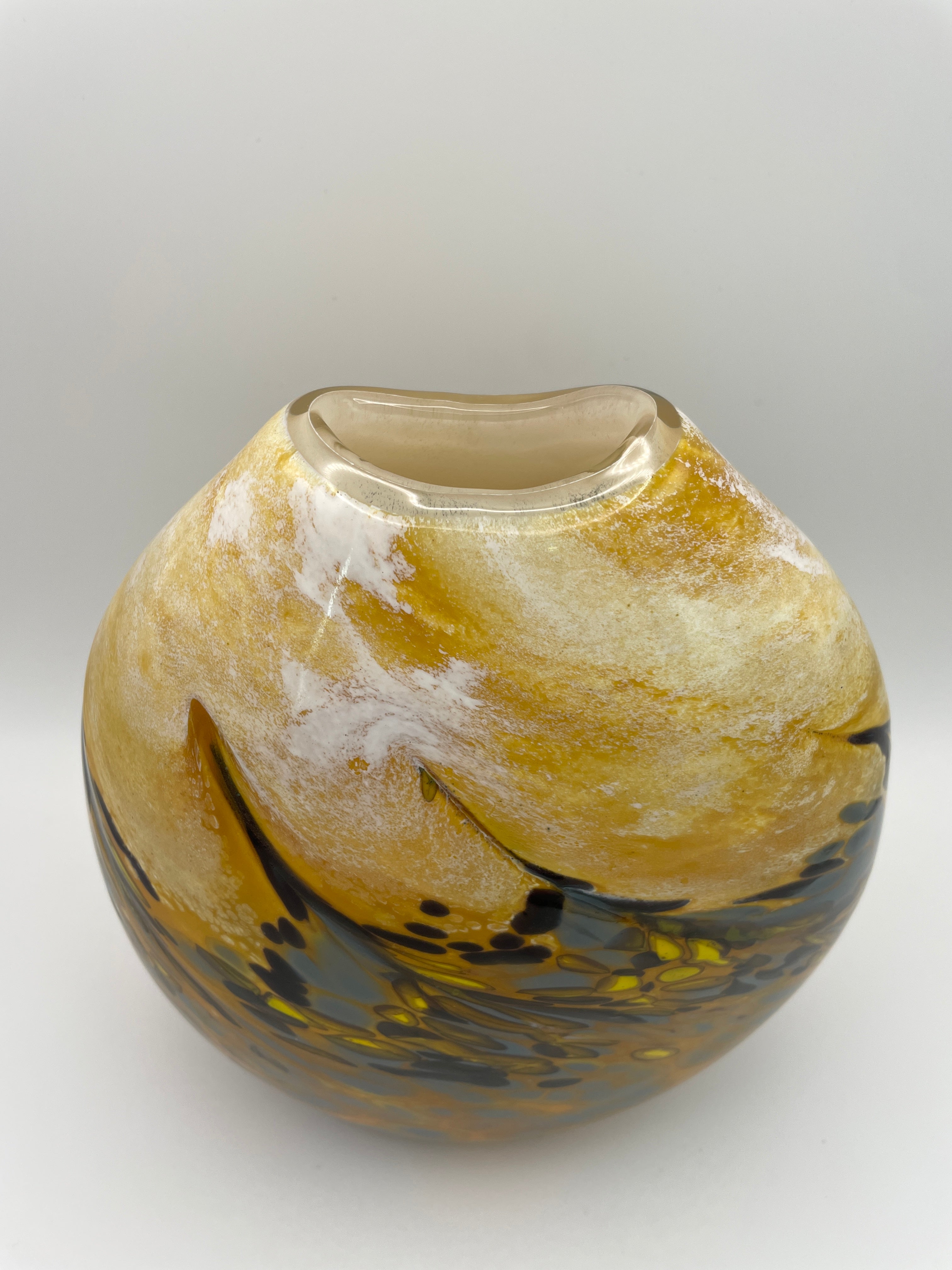 Yellow, Grey & Black Landscape Vase