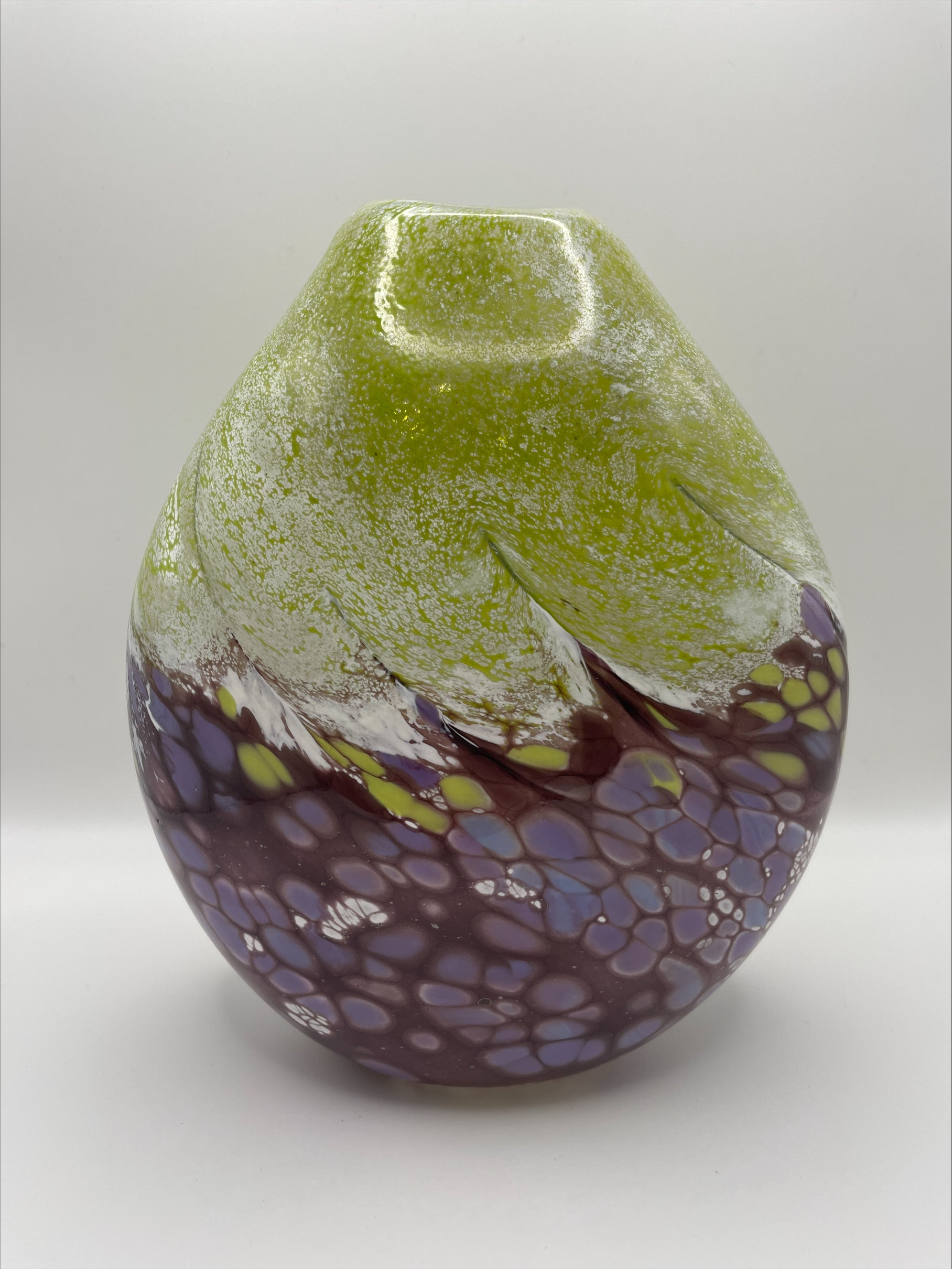 Plum, Green and White Landscape Vase