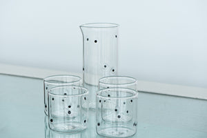 Drinking Set - Jug and Four Glasses (black polka dot)
