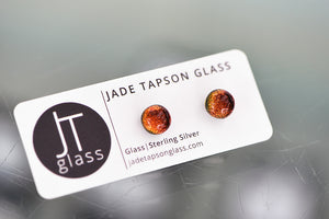 Jade Tapson -Dichroic Stud Sterling Silver Earrings - Amber
