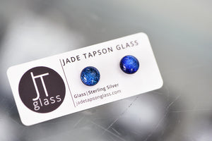 Jade Tapson - Dichroic Stud Sterling Silver Earrings - Blue/Turquoise