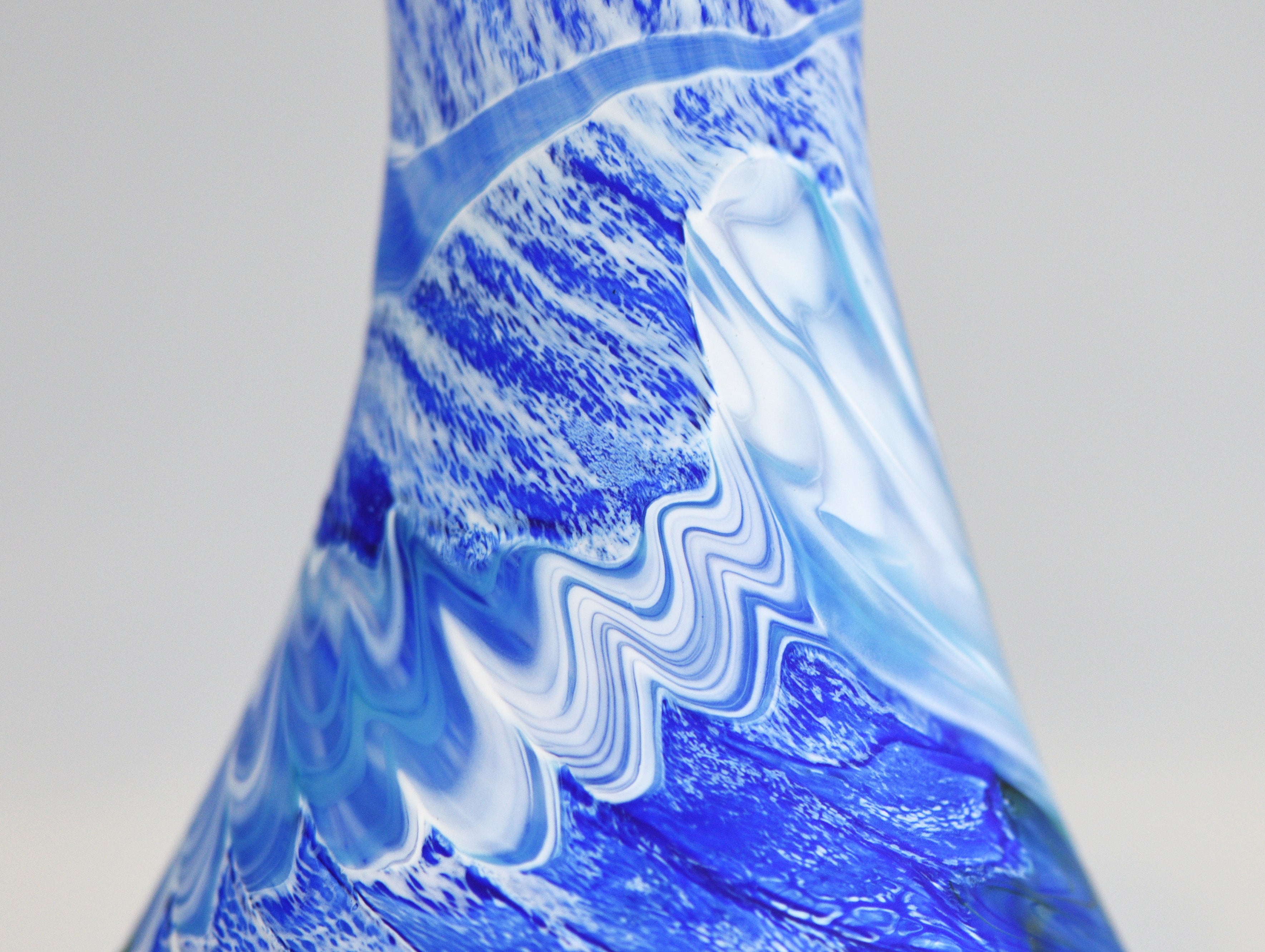 Tall Blue, White, Green & Black Matte Vase