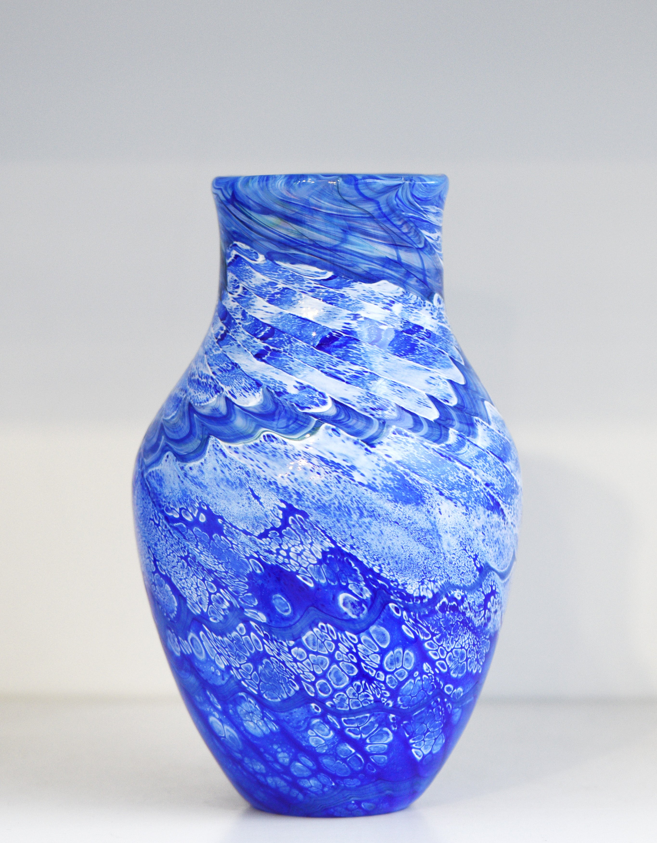 Twisted Blue, White & Black Vase