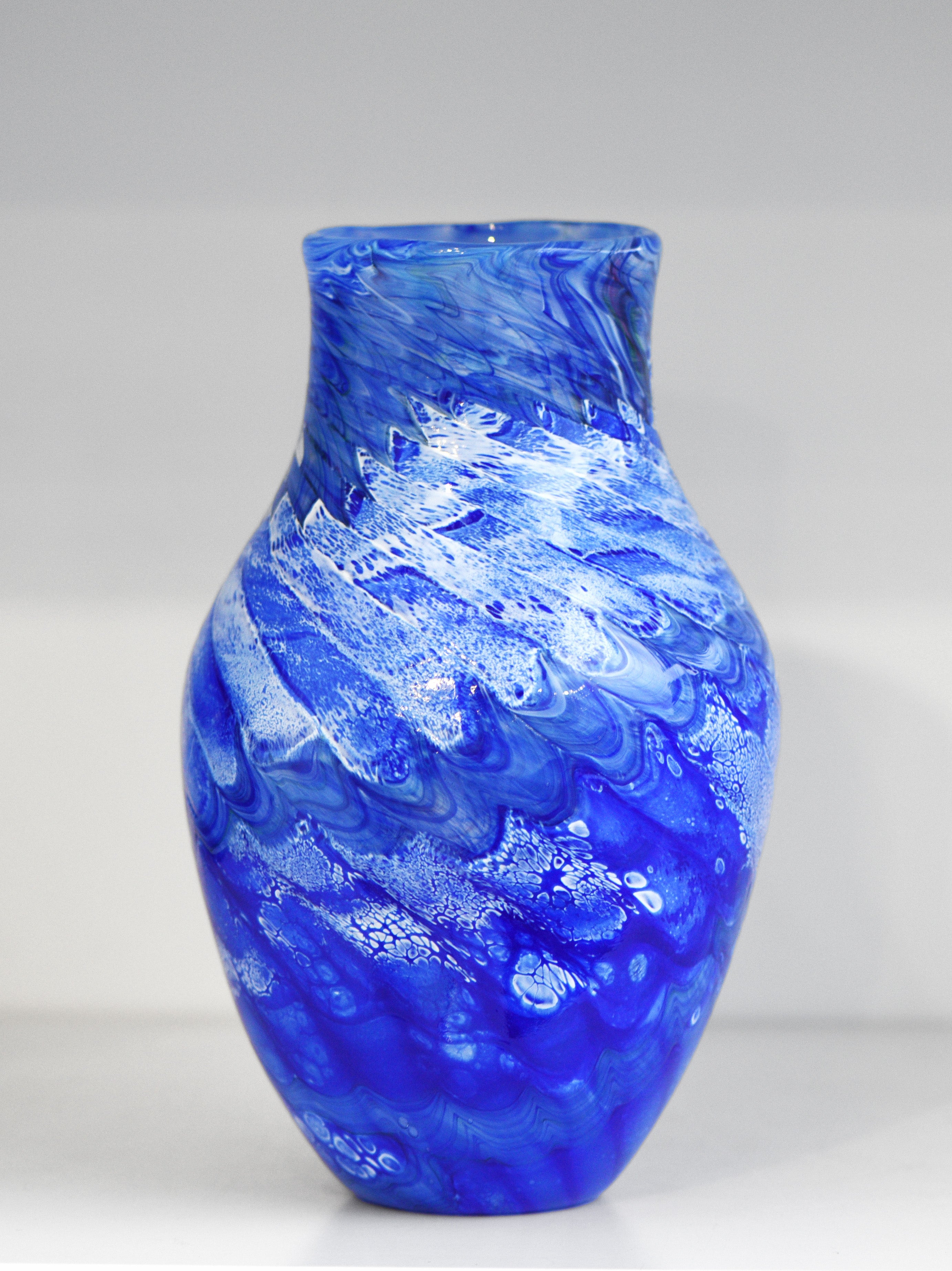Twisted Blue, White & Black Vase