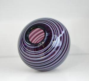 Medium Round Purple & White Trail Vase