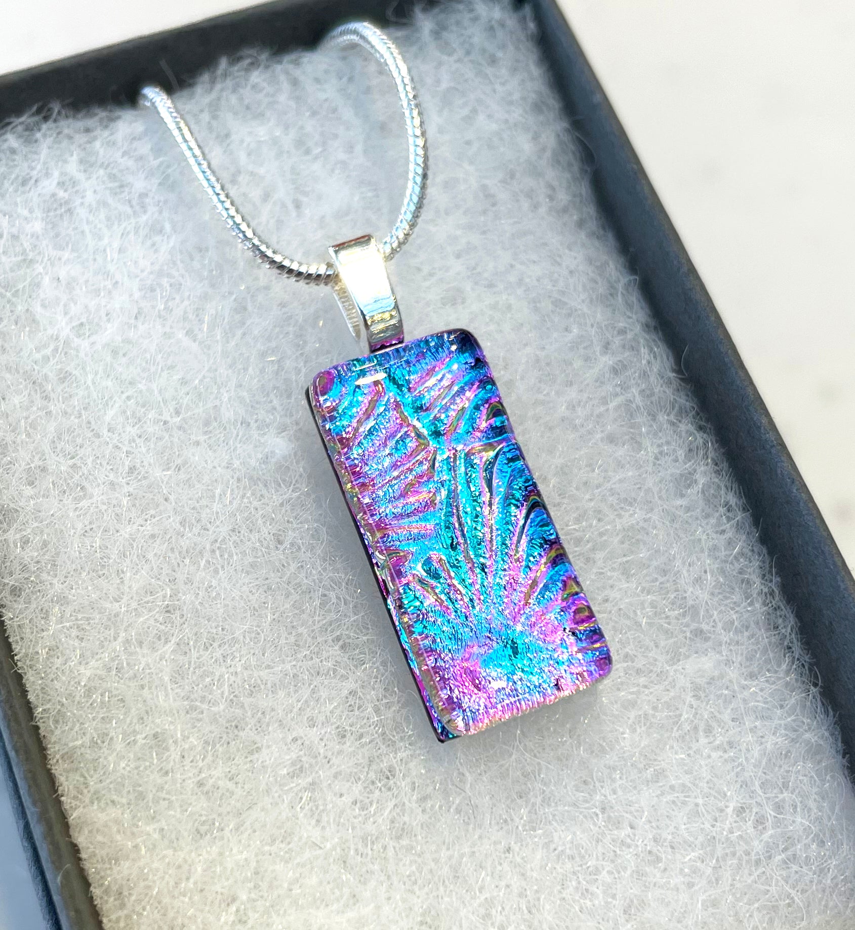 Jade Tapson - Pink, Purple & Blue Patterned Dichroic Necklace