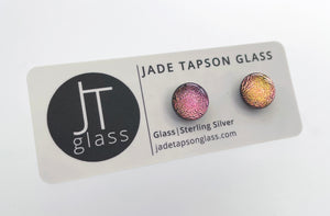 Jade Tapson - Dichroic Stud Sterling Silver Earrings - Pink