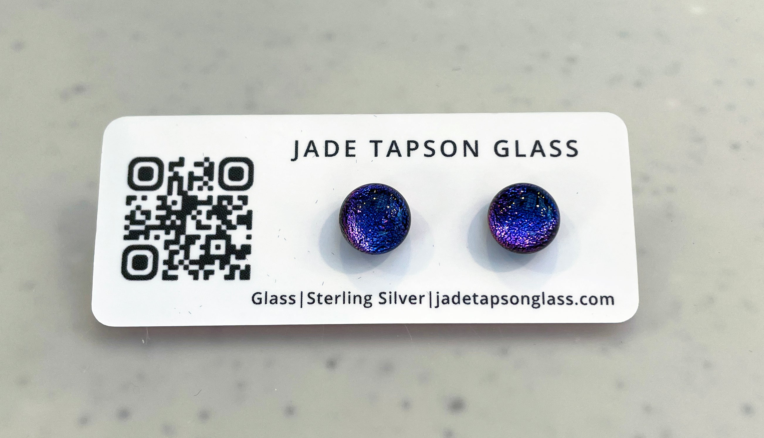 Jade Tapson - Dichroic Stud Sterling Silver Earrings - Purple/Pink
