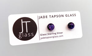 Jade Tapson - Dichroic Stud Sterling Silver Earrings -Purple