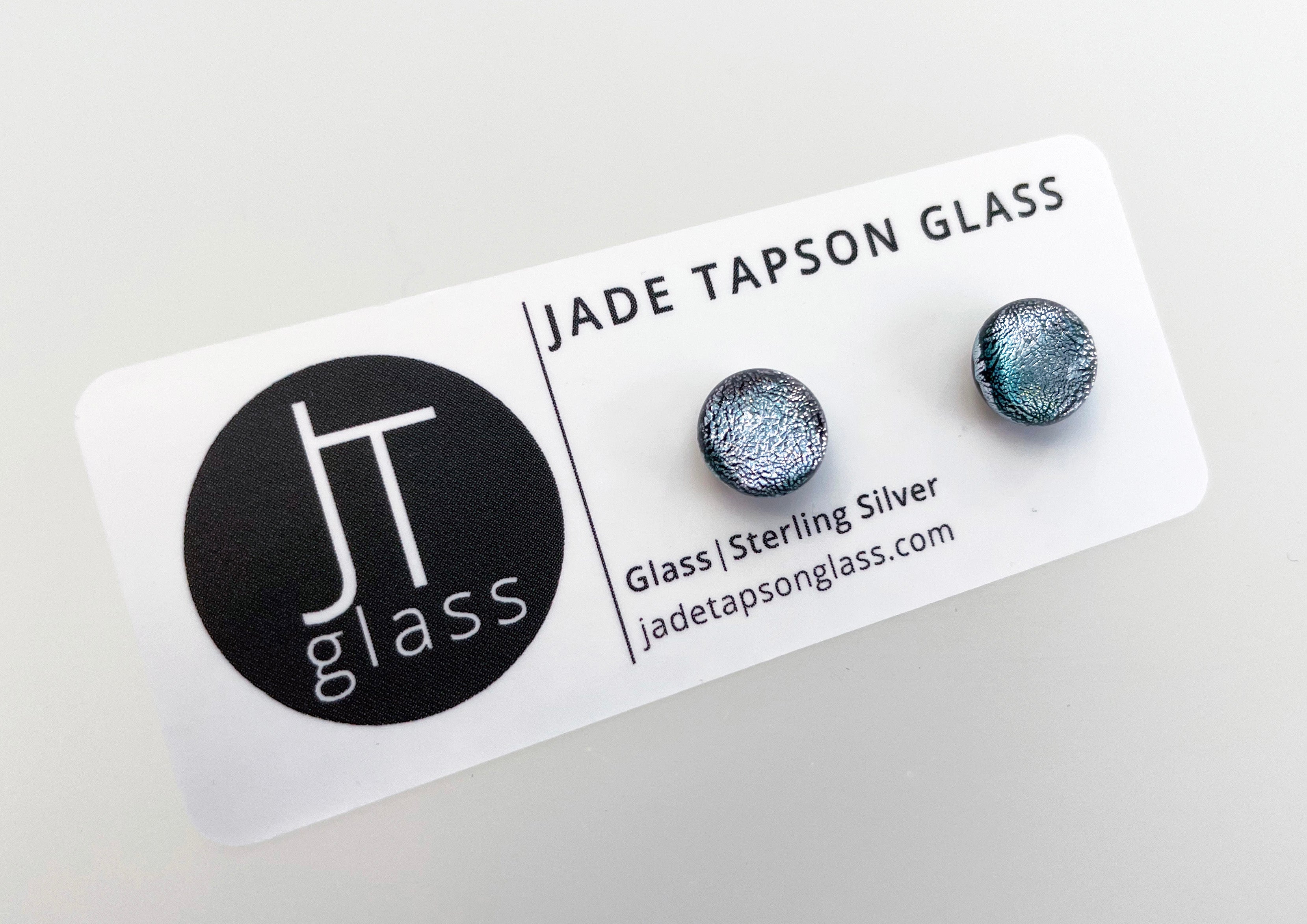 Jade Tapson - Dichroic Stud Sterling Silver Earrings -Silver