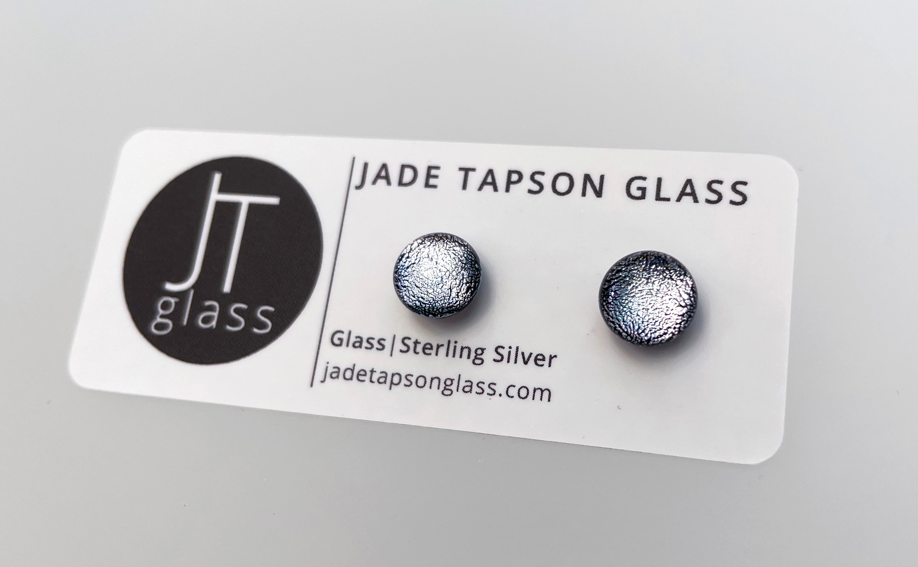 Jade Tapson - Dichroic Stud Sterling Silver Earrings -Silver